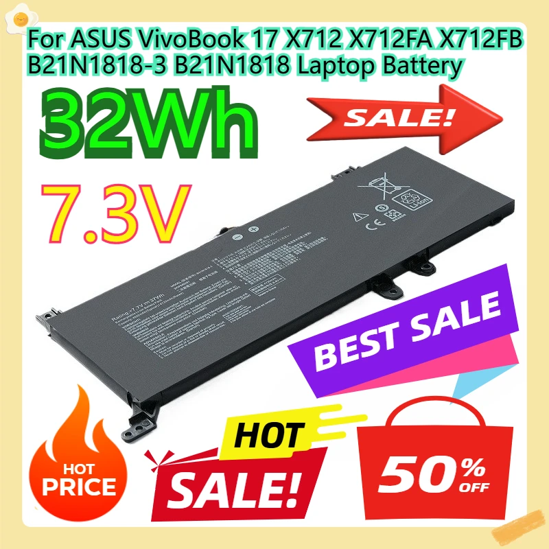 

For ASUS VivoBook 17 X712 X712FA X712FB B21N1818-3 B21N1818 Laptop Battery 7.3V 32WH