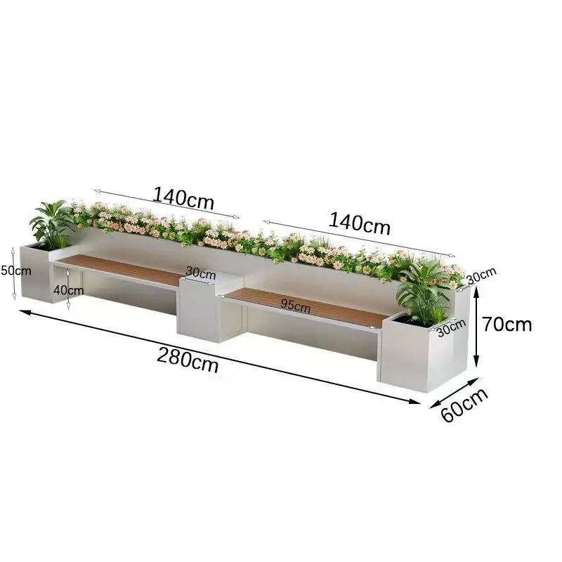 

Card seat flower box combination wrought iron square commercial street rest stool landscape flower pool outdoor