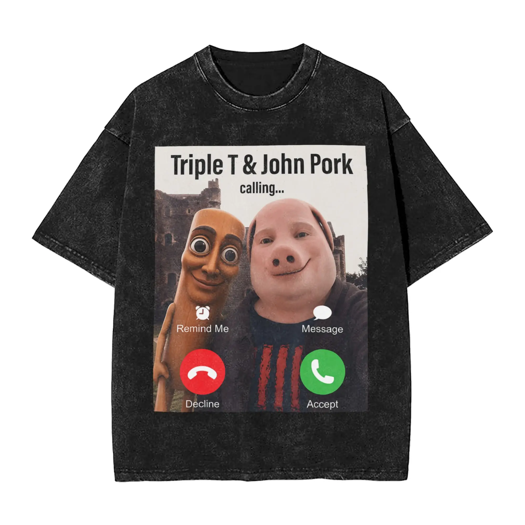 Tung Tung Tung Sahur Triple and John Pork Calling Brianrot T-Shirt Harajuku T-Shirts Short-Sleeve Tops Summer Cotton O Neck Tops