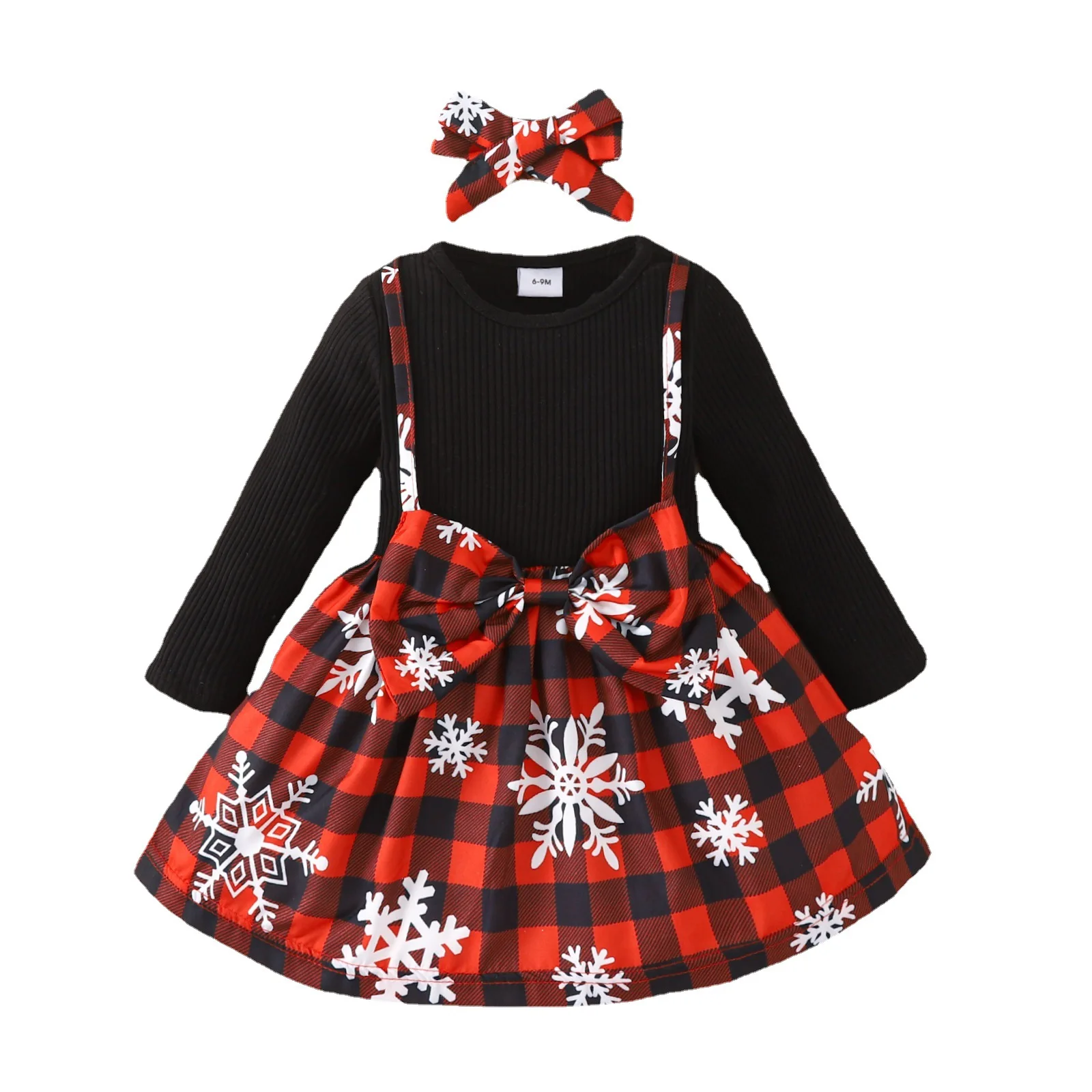 Baby Christmas Dresses For Kids Girls Faux 2[cs Snowflake Red Plaid Dress Girls 2024 Happy New Year Costume For Children