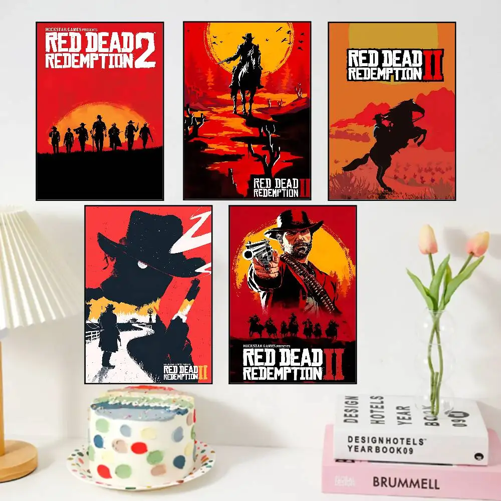 Red D-Dead R-Redemption-W2 Posters Living Room Bar Cafe Quality Canvas Vintage Style Comics Painting Art Home Wall Decor Picture