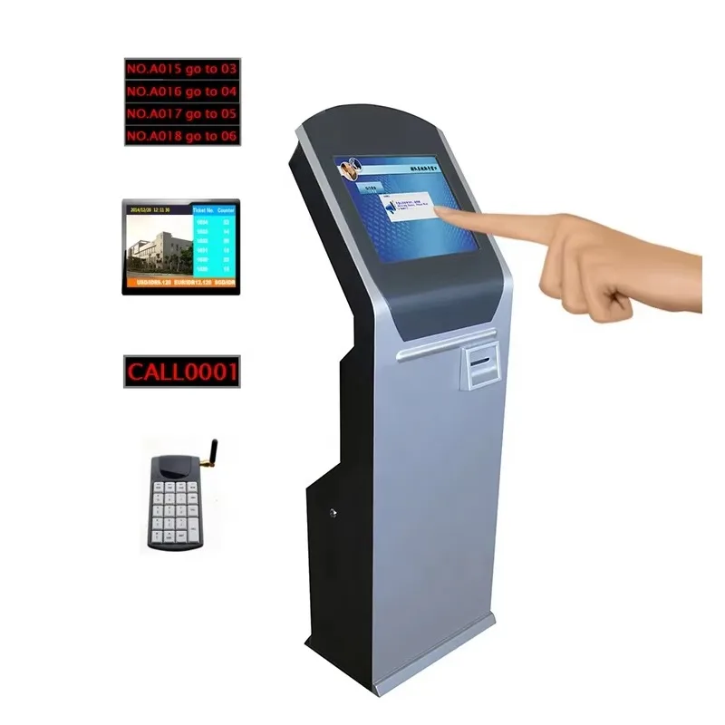 

Bank, Hospital Automatic Queuing System Kiosk, Touch Screen Ticket Dispenser Machine With LED Display, Queue Management System