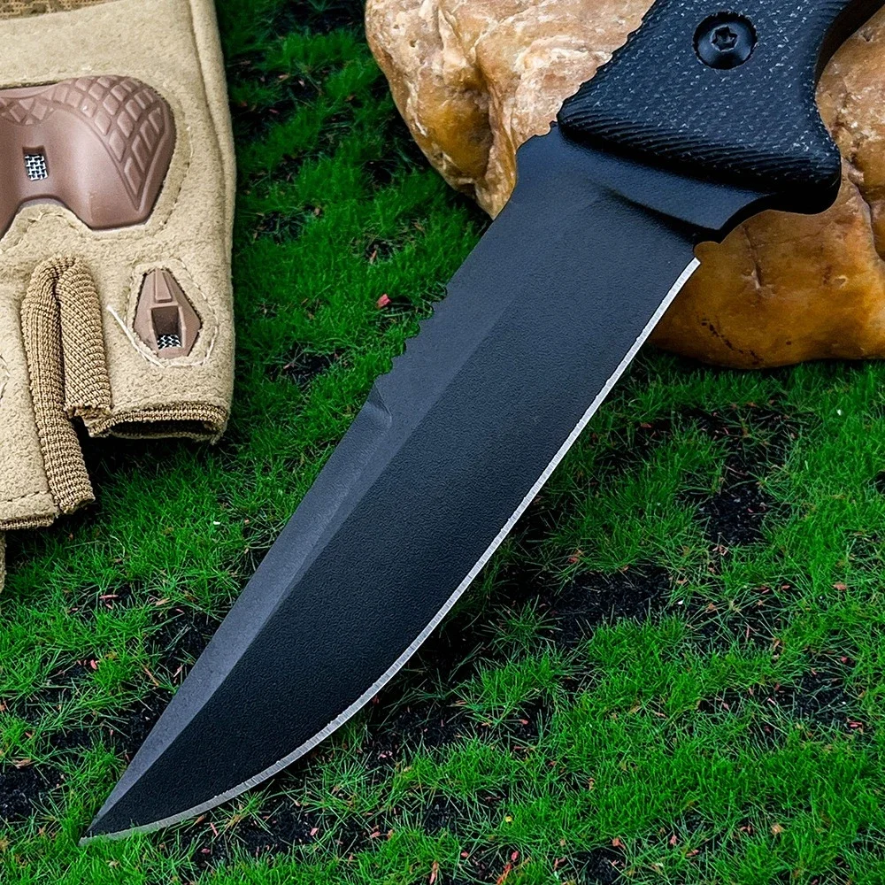 التكتيكية في الهواء الطلق التخييم شواء الفولاذ المقاوم للصدأ شفرة مثبتة سكين الصيد الدفاع عن النفس EDC سكين البرية بقاء أدوات D2 شفرة