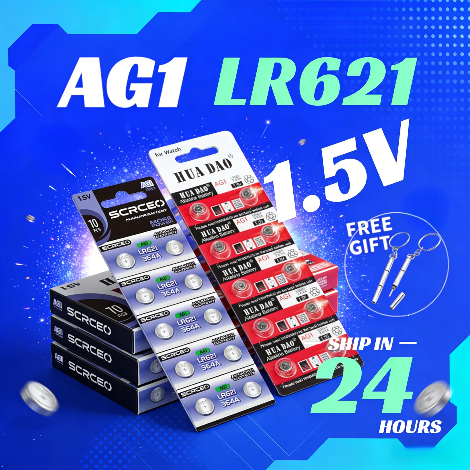 

1.55V AG1 LR621 Alkaline Battery 364 SR621SW SR60 531 Button Coin Cell for Watch Key Fob Car Remote Control Toy