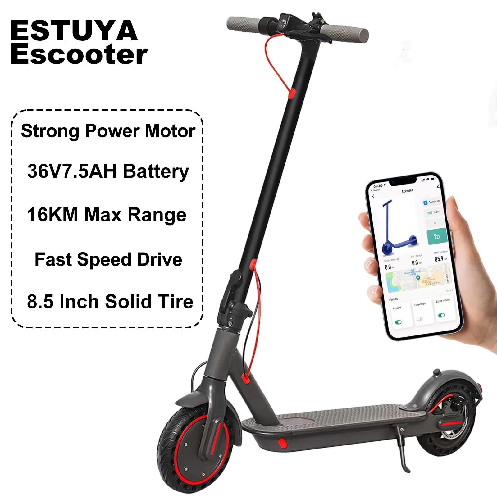 JUICEASE TUYA Elektrische Scooter 16KM Bereik Elektrische Step 36V7.5AH Batterij Snelle Rijden APP Smart Opvouwbare Scooter voor Volwassenen
