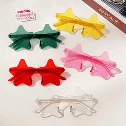 2024 Women Girls Simple Vintage Rimless Five Pointed Star Shaped Sunglasses Adult Fashion Personalized Colors Female Sun Glasses