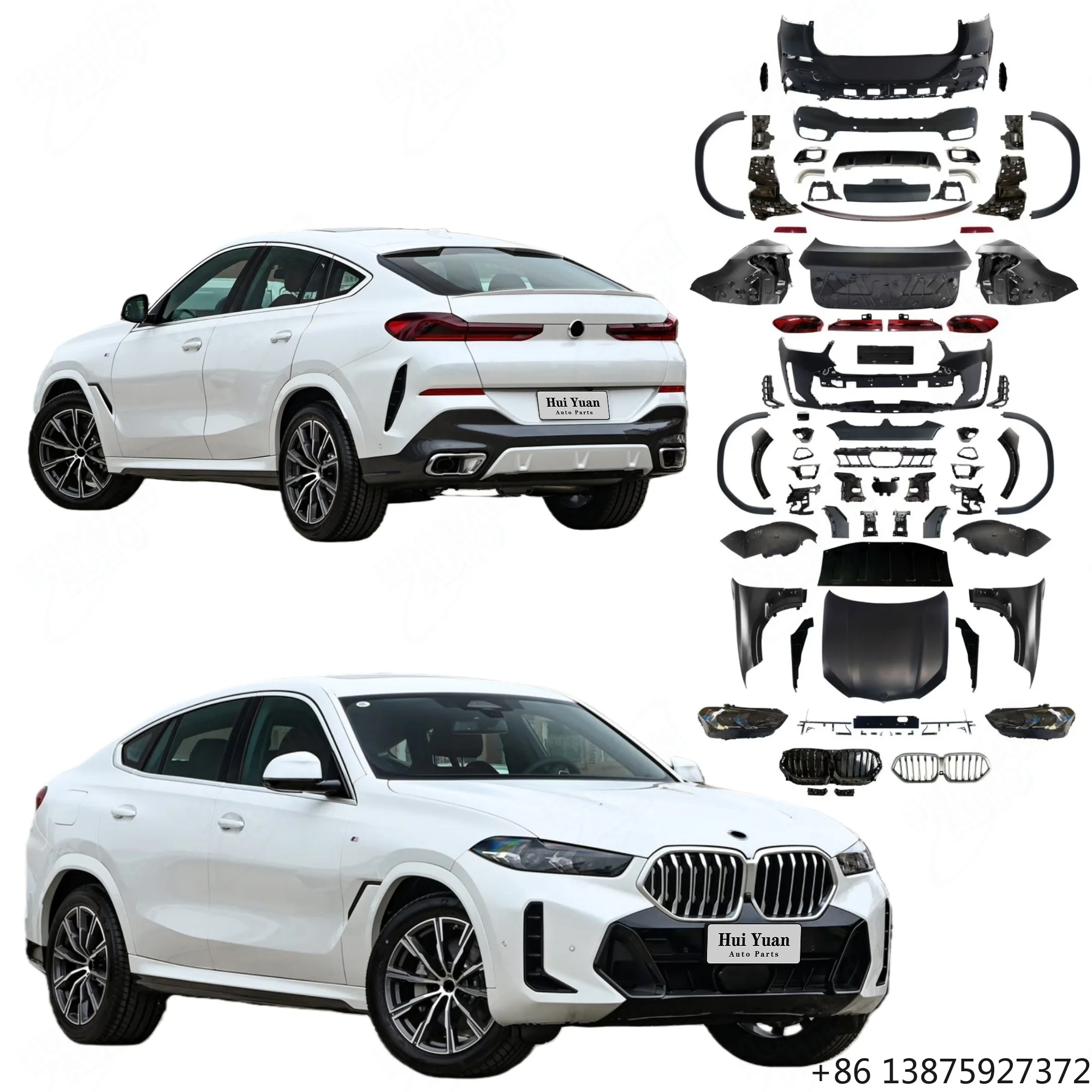Car Accessories for X6 F16 2015-2019 Old to New 2025 G06 LCI MT Body Parts Front Bumpers Grill LED Auto Lamps Hood Fender