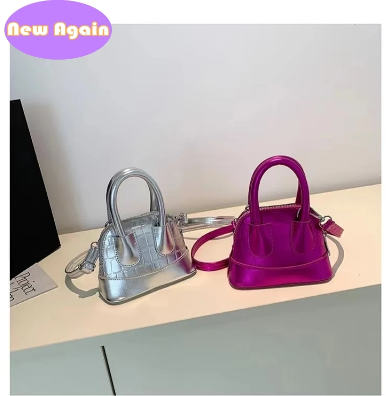 Children's classic stylish handbags Baby girls candy shell totes Kids shiny shoulder bags woman's tinsel pouch Mini purse NA031