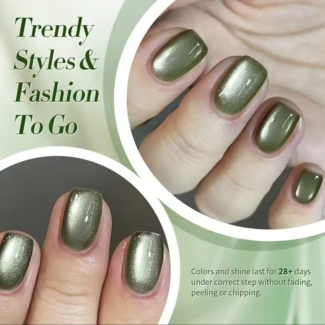 10ML 1-6PCS Grüne Glasperle Cat Eye Gel Nagellack Herbst Nägel Bleaching Nail art Grüne Nägel Weihnachten Nägel Nagel Zeug