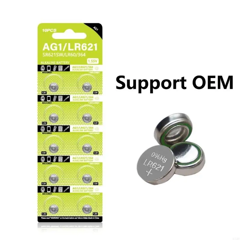 U2JE 10PCS AG1 Button Cell Batteries 1.55V LR621 LR60 SR621SW SR60 SR60L SR60 L621 CONIN COON PLUSTION FOR WATCH