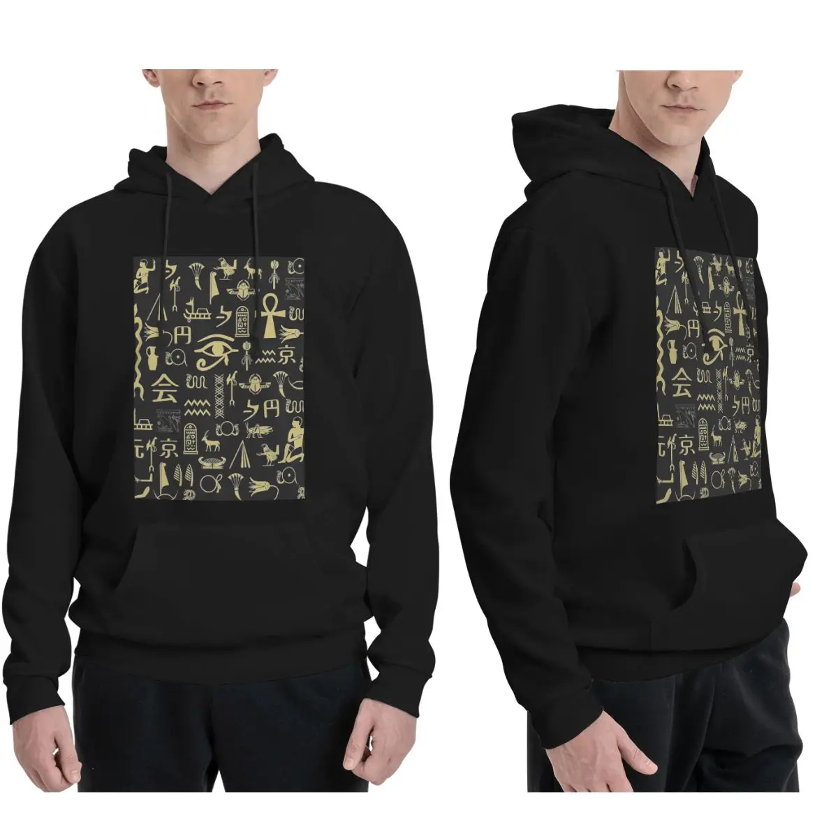 مصر القديمة الله حورس وأنوبيس الفرعون المصري هوديس الرجال النساء البلوز البلوز طويلة الأكمام مقنعين الخريف الشتاء #2