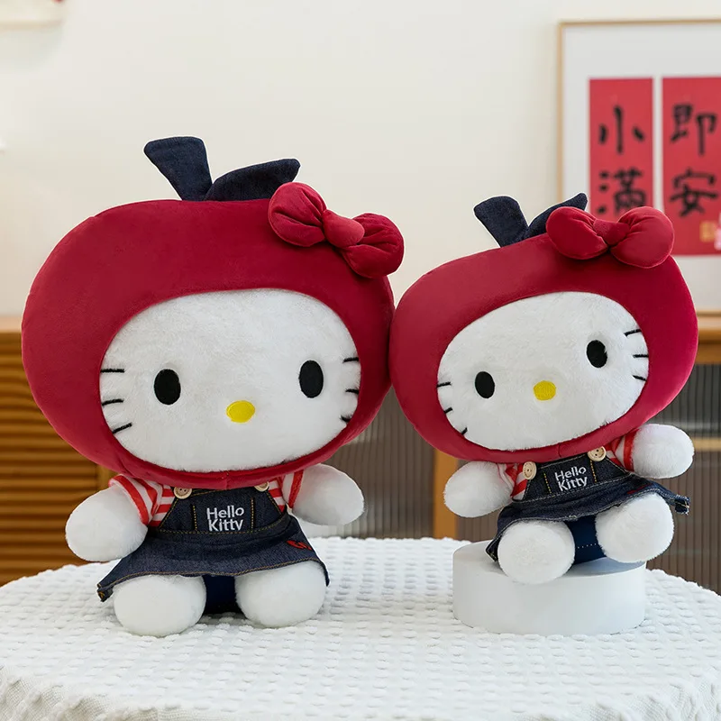 

30/40/55cm Sanrio Cartoon Plush Apple Hello Kitty Doll Cute Apple Kt Plush Toy Doll Christmas Birthday Gift
