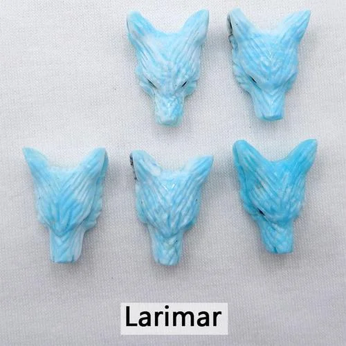 Customized Jewelry Carved Wolf Head Natural Stone Side Drilled Necklace Pendant Bead 1Pcs 23mm Fashion Jewelry Fine Jewelry