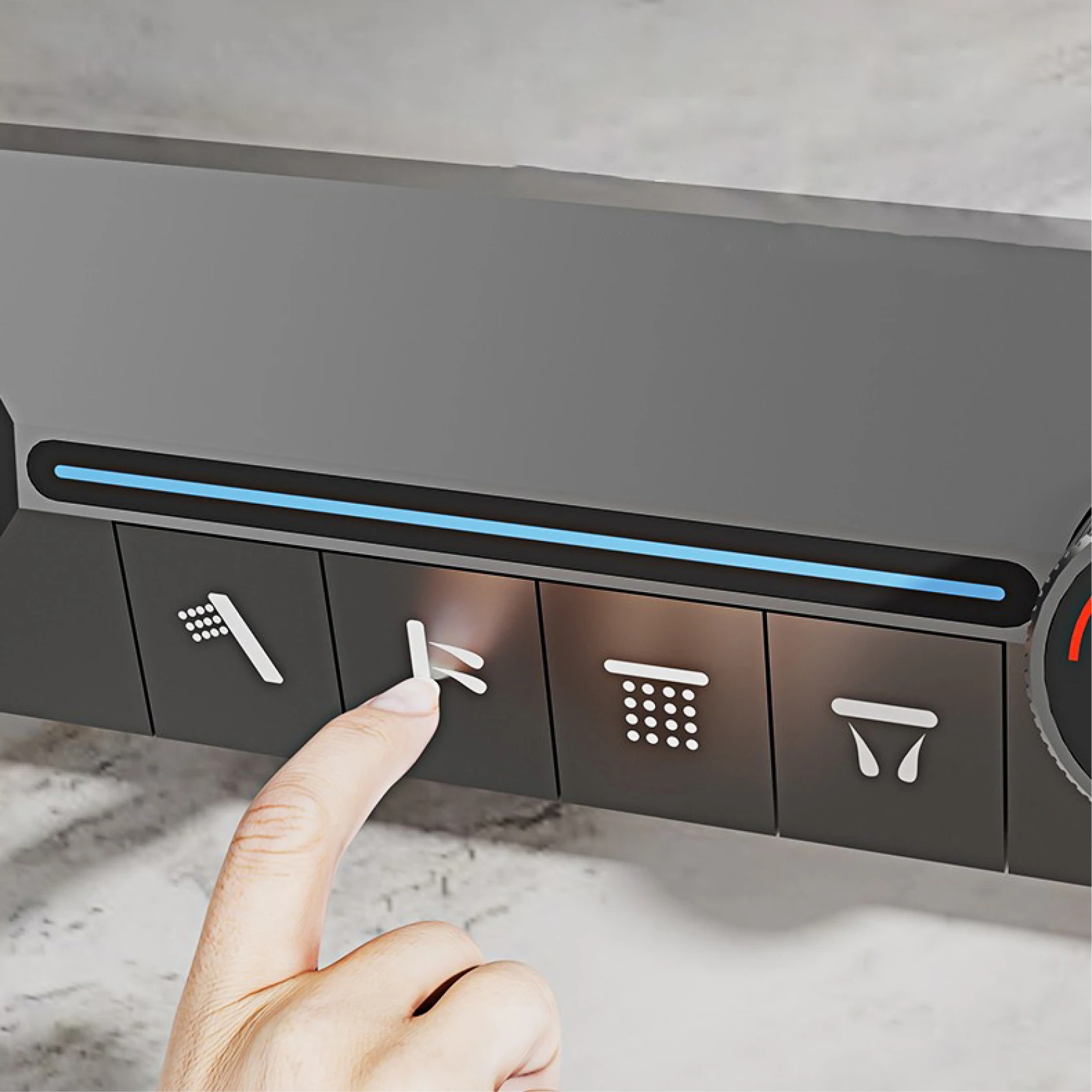 Enorme arma cinza latão teto temperatura constante sistema de chuveiro luz, display digital led embutido misturador do banheiro água fria e quente