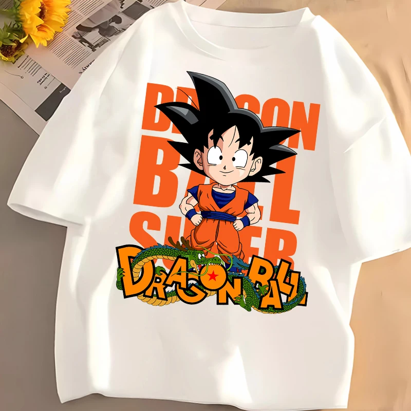 Dragon Ball Kinder-Kurzarm-T-Shirt aus Baumwolle, Sommer-Freizeit-T-Shirt für Jungen, Baumwoll-Rundhals-Oberteil mit Anime-Print, Cartoon-Pullover – Detail 8