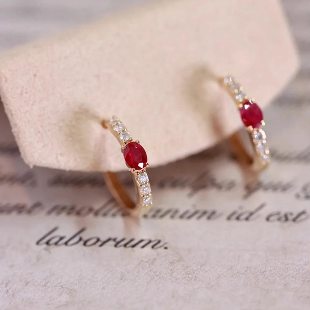 

S925 Solid Silver Red Hoop Earrings Ins Style Everyday Luxury Lightweight Hypoallergenic Office Dainty Jewelry Gift for Women