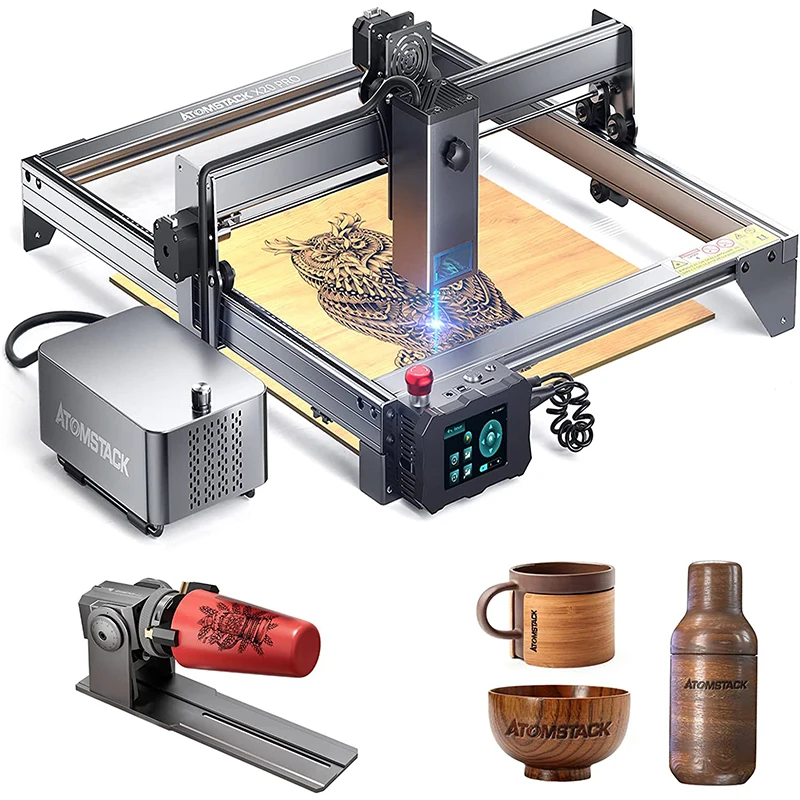 

ATOMSTACK X20 Pro A20 S20 130W Laser Engraver 20W Output Cutter DIY Engraving Machine With R1 Chuck Roller Rotary For Rings Cups