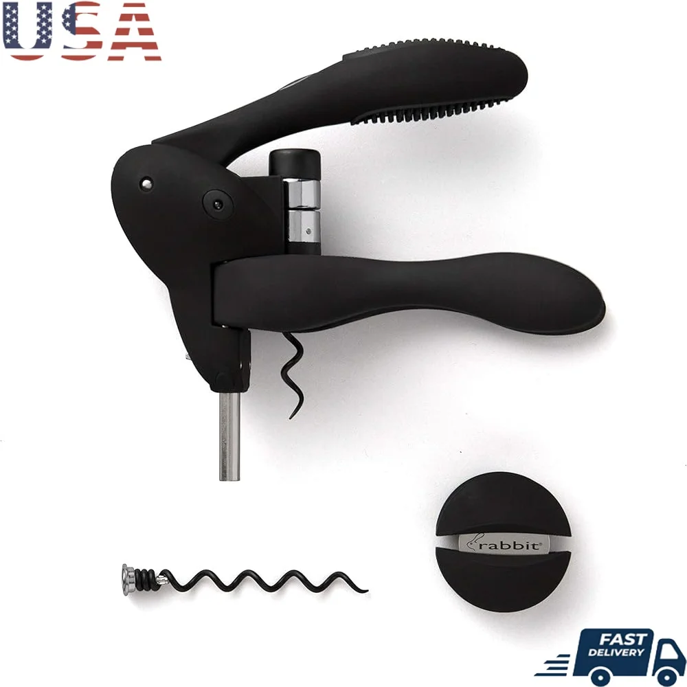 

Original Lever Corkscrew Wine Opener with Foil Cutter Extra Spiral Durable Design Effortless Cork Removal Ergonomic Handle Easy