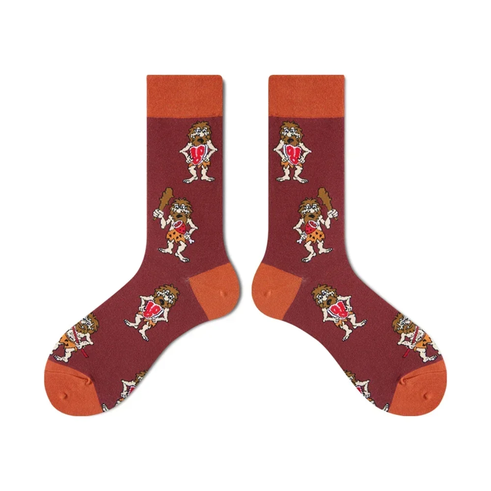 2 Pairs Men and Women's Cotton Thick Soft Retro Socks, Warm and Happy Penguin Monkey Octopus Cartoon Novelty Xmas Gift view 4