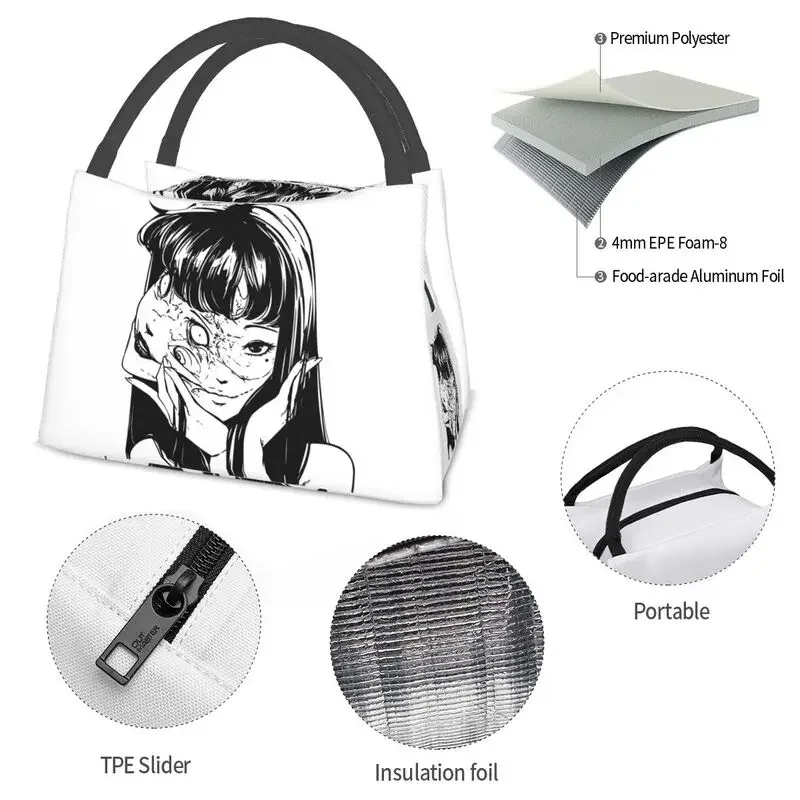 Custom Junji Ito Tomie Lunch Bag Men Women Thermal Cooler Insulated Lunch Box for Picnic Camping Work Travel