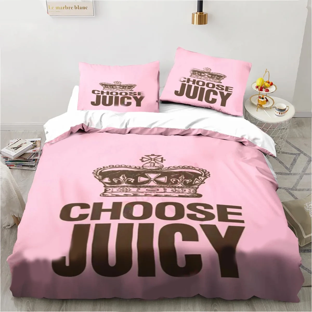 3D Printing Juicy Couture Crown Bedding Set Duvet Cover Bed Set Quilt Cover Pillowcase Comforter king Queen Size Boys Adult