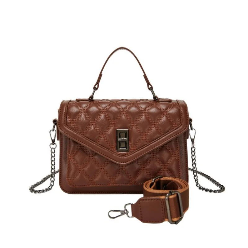 حقيبة يد مربعة صغيرة من جلد البولي يوريثان للسيدات بمقبض علوي ورفرف مخيط 2025 يد ربيعية تحمل حقيبة يومية غير رسمية فقط #5