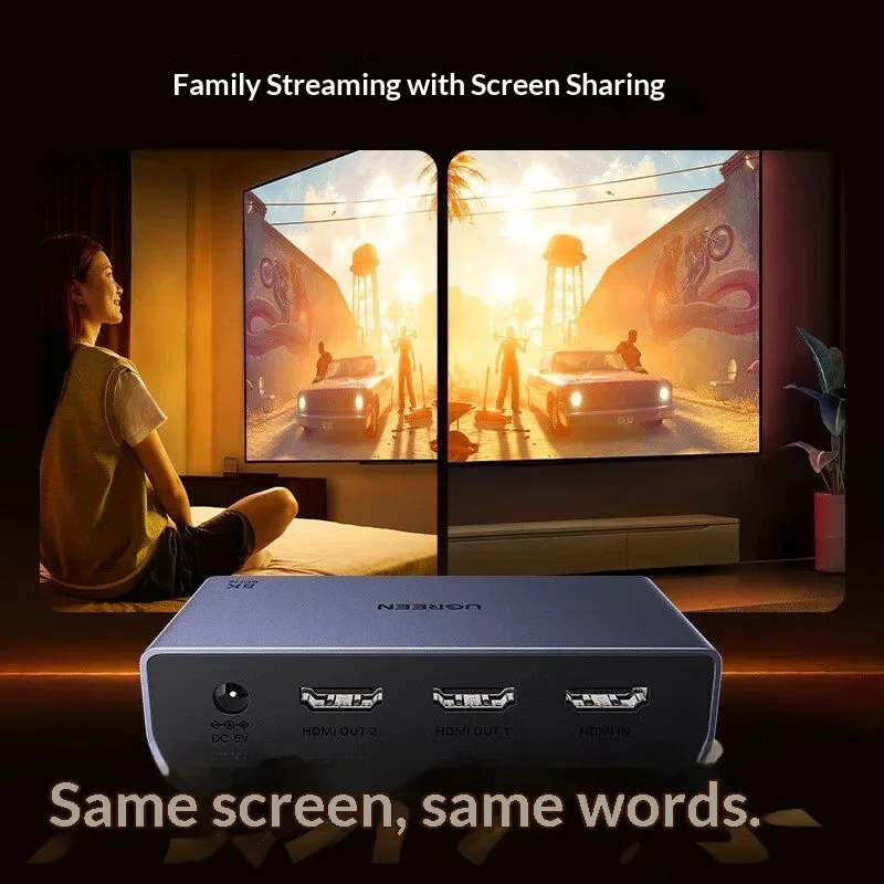 UGREEN CM694 HDMI 2.1 Splitter 1 in 2 Out 8K 60Hz Aluminum Dual Screen for Monitor TV Projector