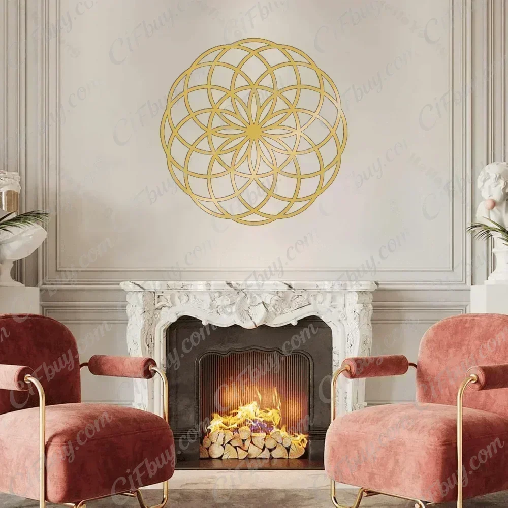 CIFBUY Holy Yantra Sacred Geometry Metal Sign Iron Sculpture Rust Proof Waterproof Indoor Outdoor Home Decor Gift Plaque