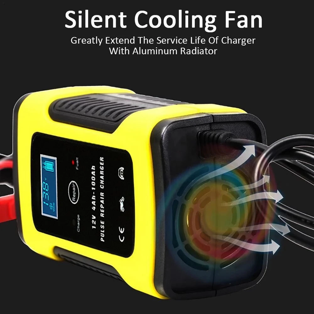 12V 6A Intelligent Car Battery Charger For AGM Lead Acid Dry Wet Gel Battery 75AH 90AH 100AH Smart Power Charge DC 6A 13.8V