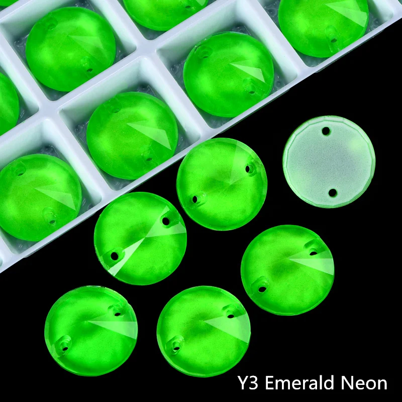 OLeeya K9 Glas Neon Rivoli Nähkristalle Strass mit abgeschrägten Kanten zum Aufnähen, flache Rückseite, für DIY-Kleidung und -Accessoires – Detail 2