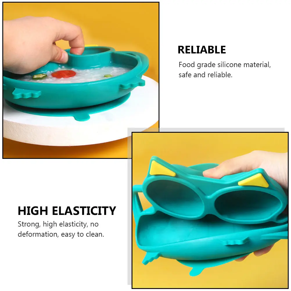 

1Pcs Silicone Children Dinner Plate Cartoon Owl Pattern High Elasticity Non Slip Suction Base Microwave Refrigerator