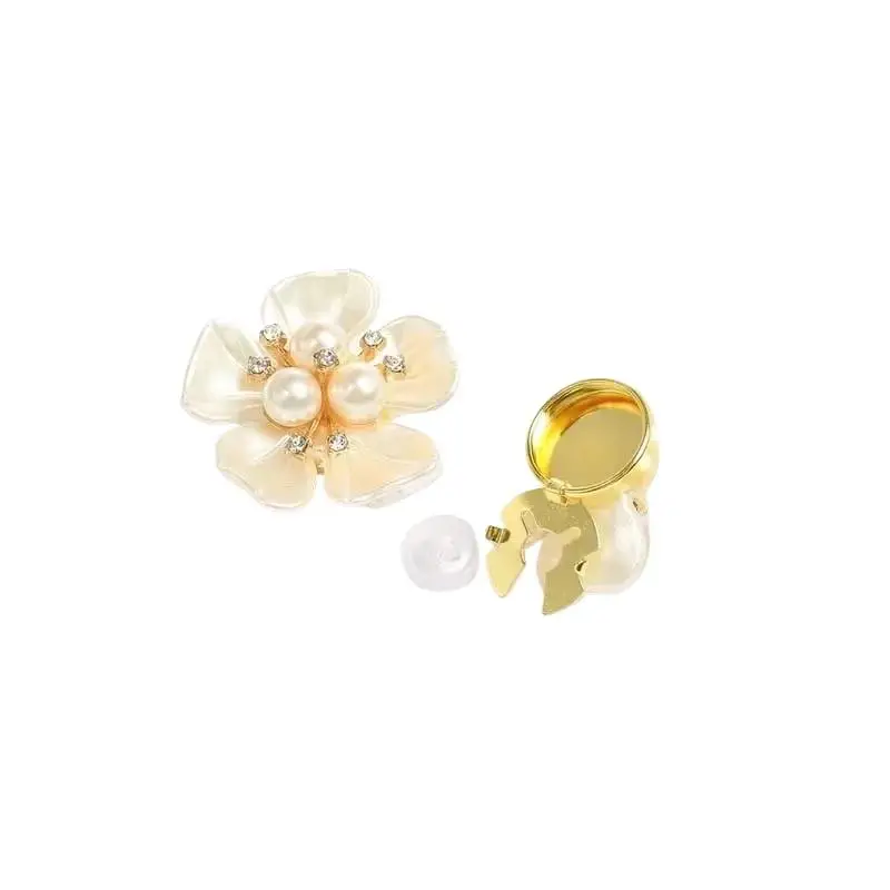 1/2/5 Stück Blumen-Strass-Perlen-Knopfabdeckung Dekorative Klammer für Hemden und Kleider Einfache Installation Modisches Accessoire Geschenk – Detail 5