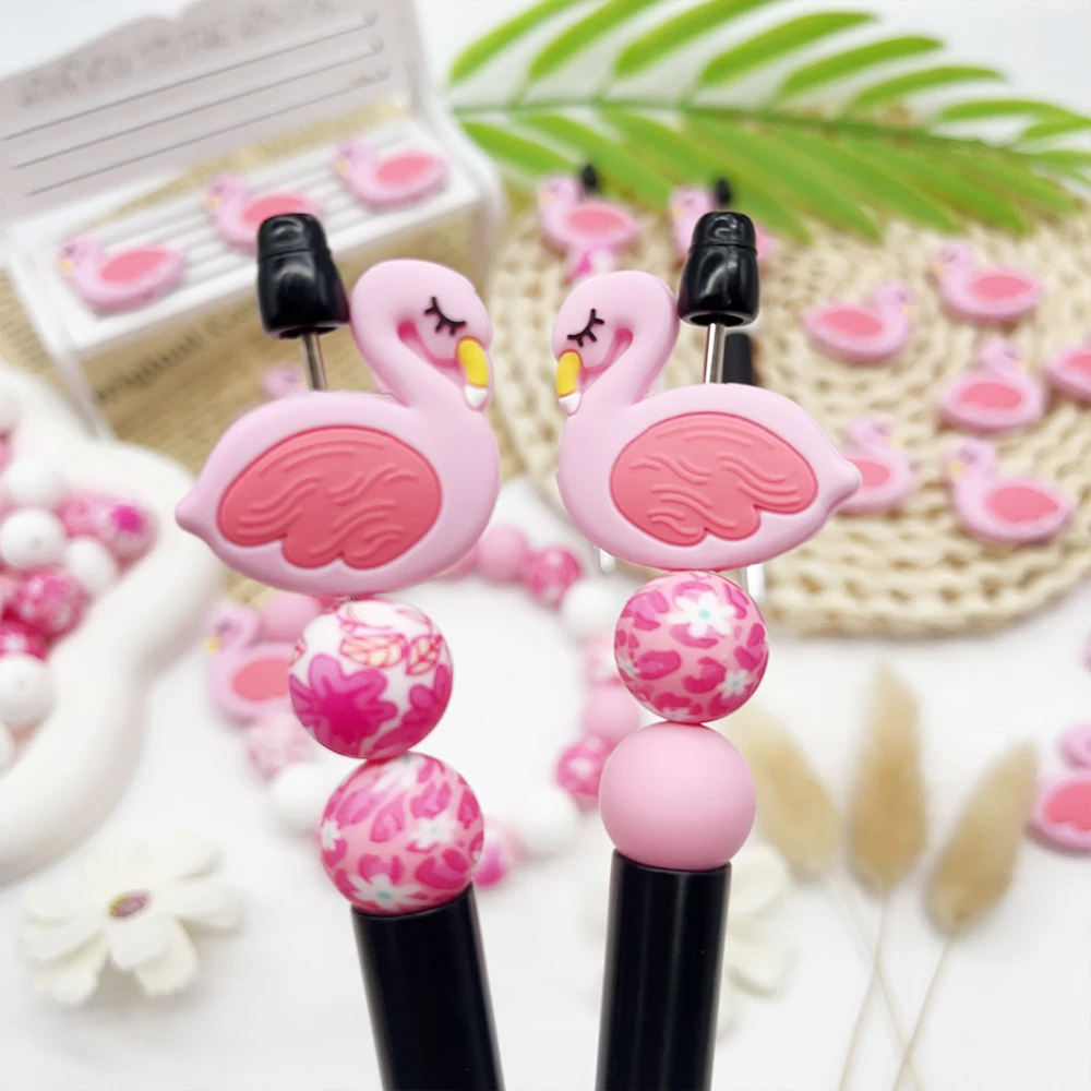 33-teiliges Silikonperlen-Set in Flamingo-Form zum Selbermachen von Perlenketten, Armbändern, Dekorationen, Stiften, Schmuckanhängern usw. Feiertags-Geburtstagsgeschenk – Detail 3