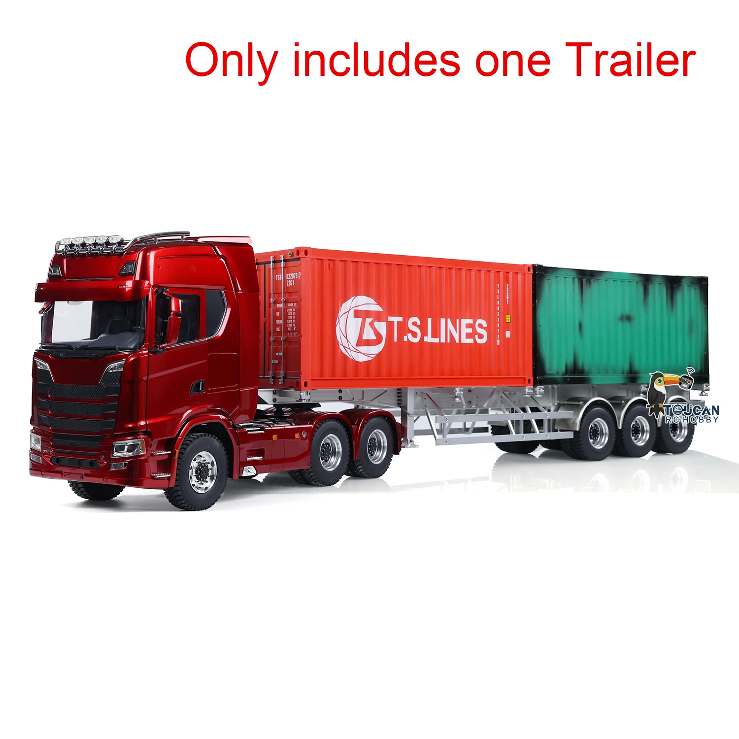 1/14 RC Metal Frame Trailer 3-axle Trailers for Remote Control Tractor Truck Dumper Tipper Car DIY Mode 40 Feet Container Toys