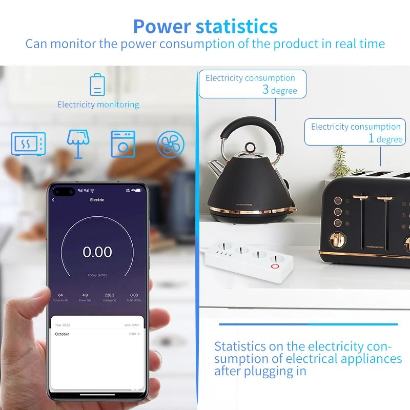 10A/16A Listwa zasilająca Tuya Smart Plug Przedłużacz listwy zasilającej Gniazdo Smart Home EU Współpracuje z Alexa