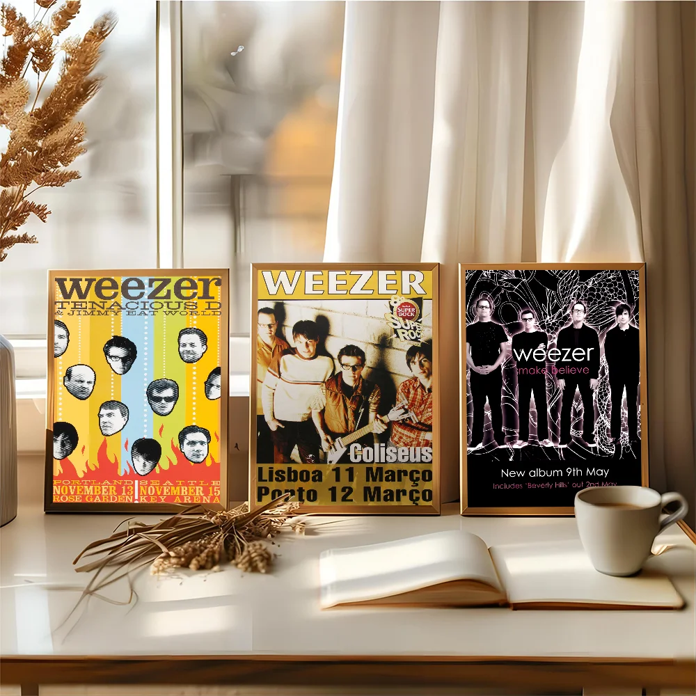 W-Weezer Rock Band DIY Sticky Poster Whitepaper Prints Posters Artwork Vintage Decorative Painting