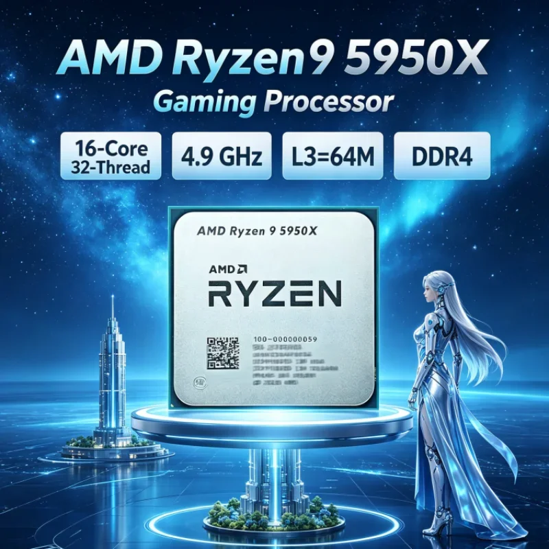 AMD Ryzen 9 5950X but without cooler UP to 4.9GHz DDR4 16-Core 32-Thread 105W L3=64M Gaming CPU 3.4 GHz Socket AM4