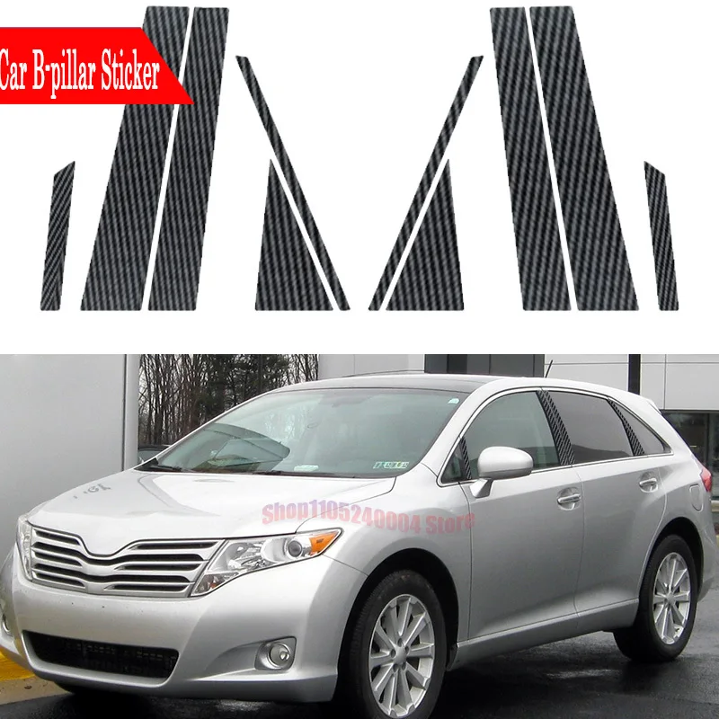 10PCS High Quality Glossy Black Car Door Window Pillar Posts Trims For Toyota Venza 2009-2015 Decorative Stickers Exterior Parts