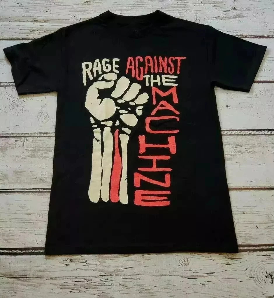 Camiseta Rage Against The Machine Band Hand Up, unissex, preta, casual, gola redonda, algodão, masculina e feminina, verão