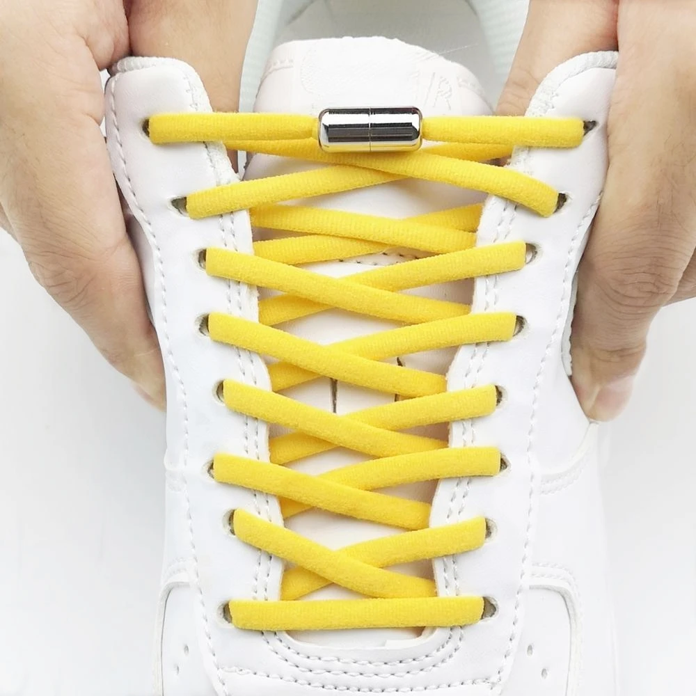 New Version Elastic No Tie Shoelaces Metal Lock Shoe Laces For Kids Adult Sneakers Quick Shoelaces Semicircle Shoestrings