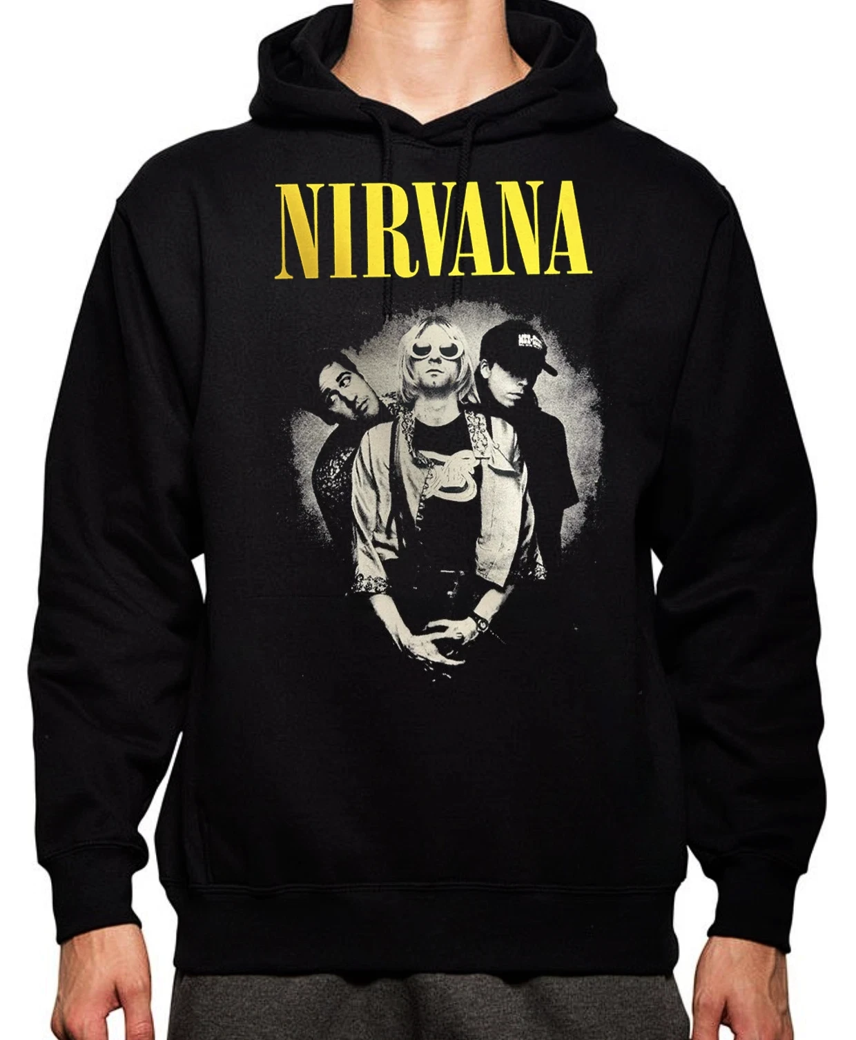Bluza z kapturem unisex z grafiką zespołu rockowego Nirvana TRIO, luźny krój, ciepła, casualowa, jesienno-zimowa, luksusowa odzież modowa.
