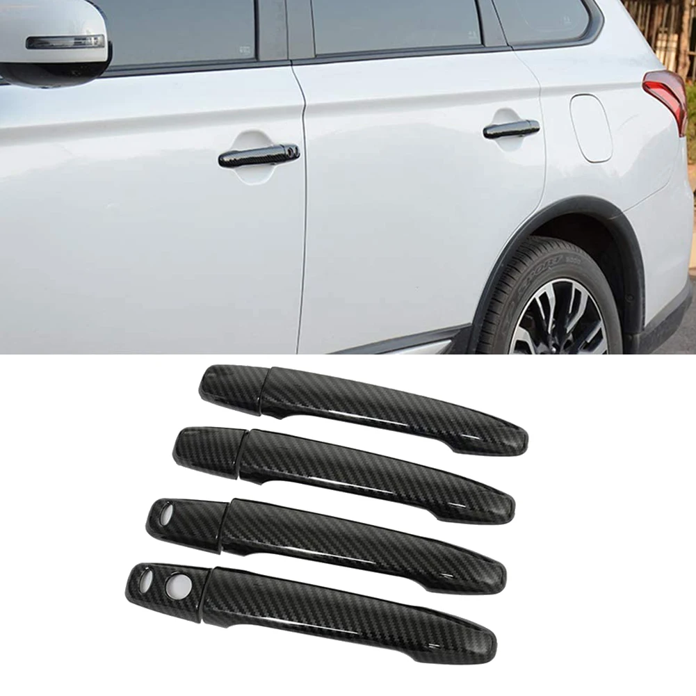 4Pcs Carbon Fiber Car Exterior Door Handle Cover for X ASX (with Keyless