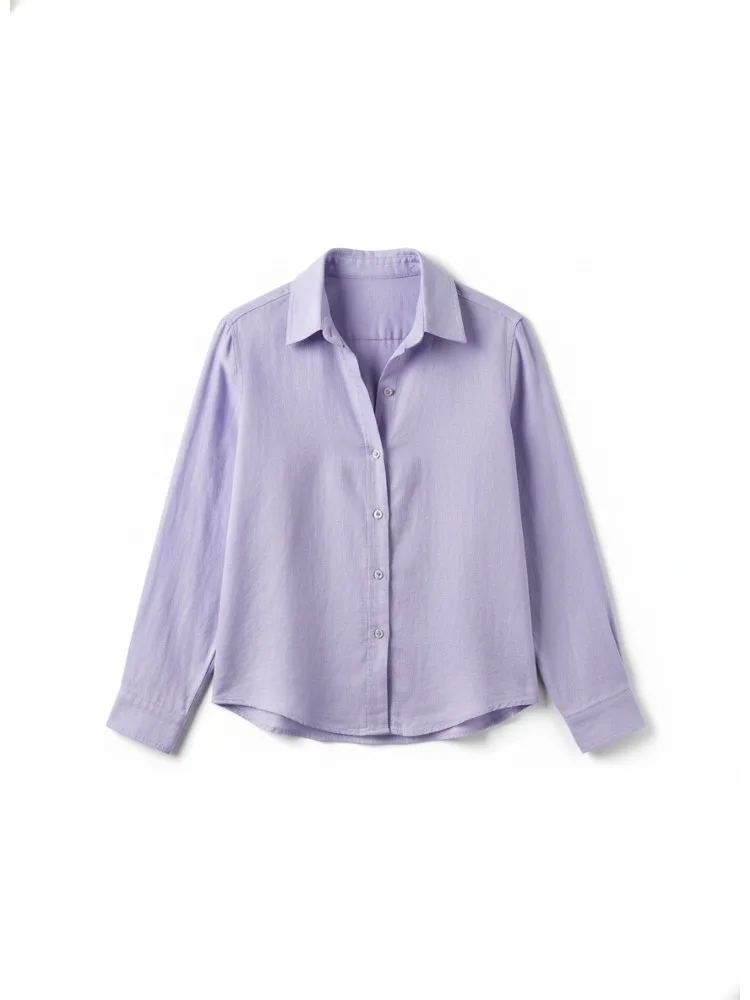 

Onecozyday 2025 Women's Solid Color T-shirt Cotton Linen Lapel Collar Long Sleeves Shirt Top Female Loose Fit Buttoned Blouse