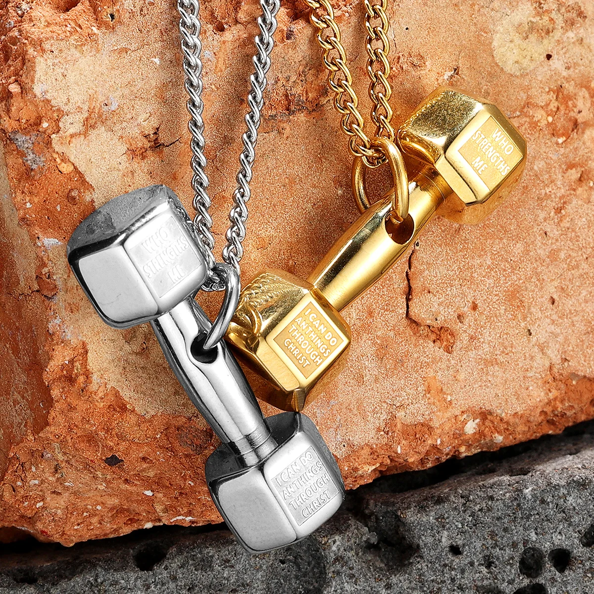 Dumbbell Fitness Gym Men Necklace With Pendant Stainless Steel Jewelry For Male Women Punk HipHop Accessories Gifts Wholesale