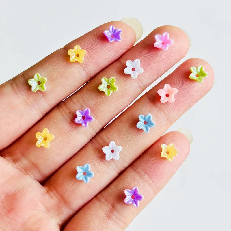 100 pieces of colorful resin mini perforated orchid nail decoration DIY set, suitable for nail and jewelry making A116