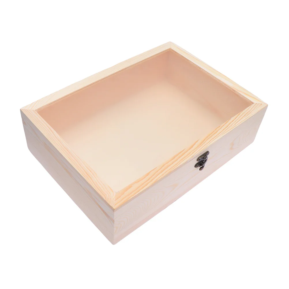 Wooden Gift Box for Eternal Flowers Clear Top Design Rustic Elegant Finish Ideal for DIY Decor Home Office Display