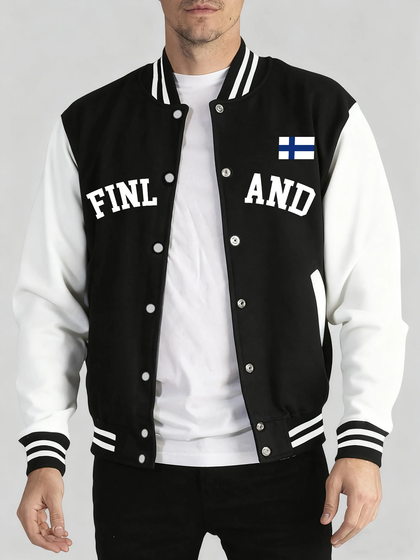 

Norway Letter And Flag Pattern Man'S Autumn Jackets Soft Street Veste Vintage Button Clothes Basics Fashion Baseball Uniform