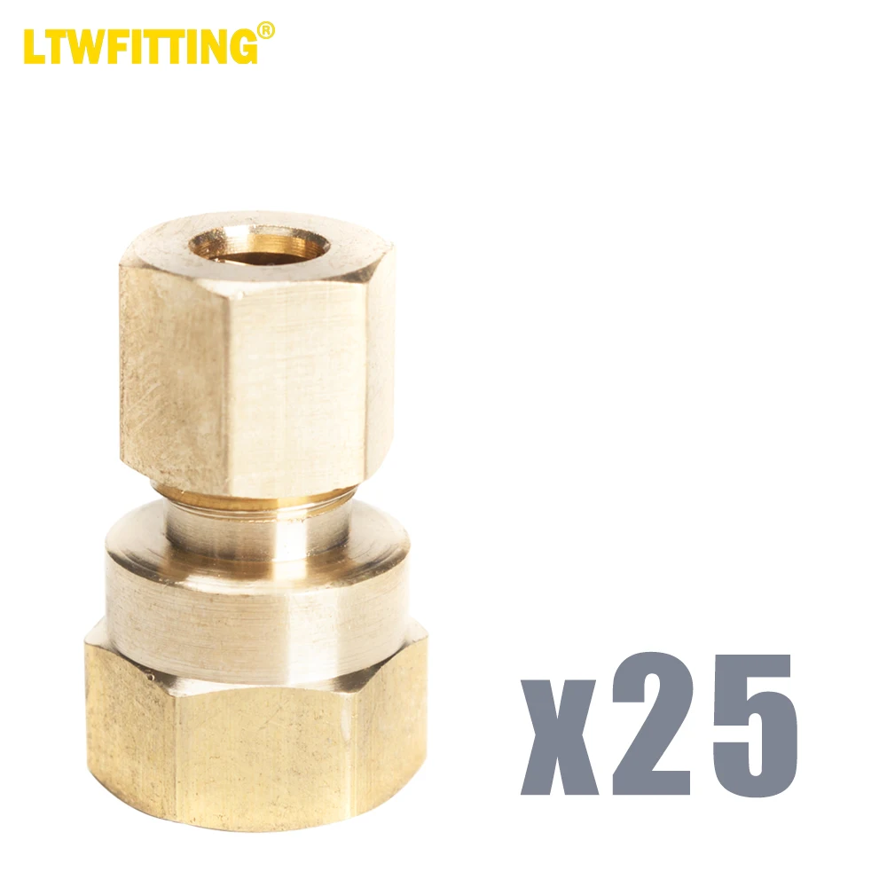 

LTWFITTING Brass 1/4-Inch OD x 1/4-Inch Female NPT Compression Connector Fitting(Pack of 25)