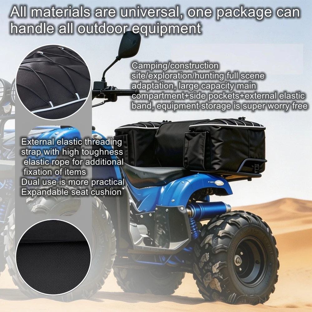 Universal ATV All Terrain Rear Bag Waterproof, Wear resistant, Large Capacity Rear Seat Storage Bag Outdoor Cycling Equipment