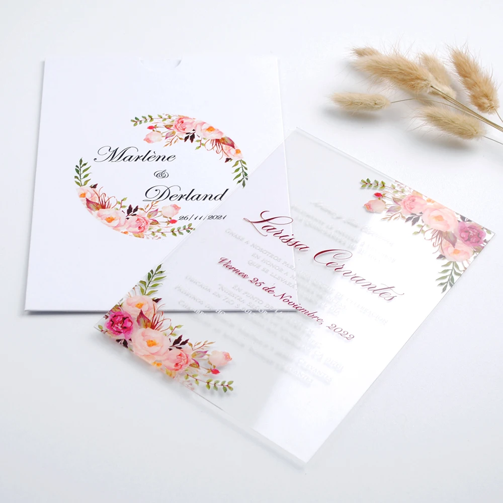 

Personalized Wedding Name Card, Blank Cards and Envelopes, Customize UV Printing, PVC Invitations, Hot Sale, 0.5mm